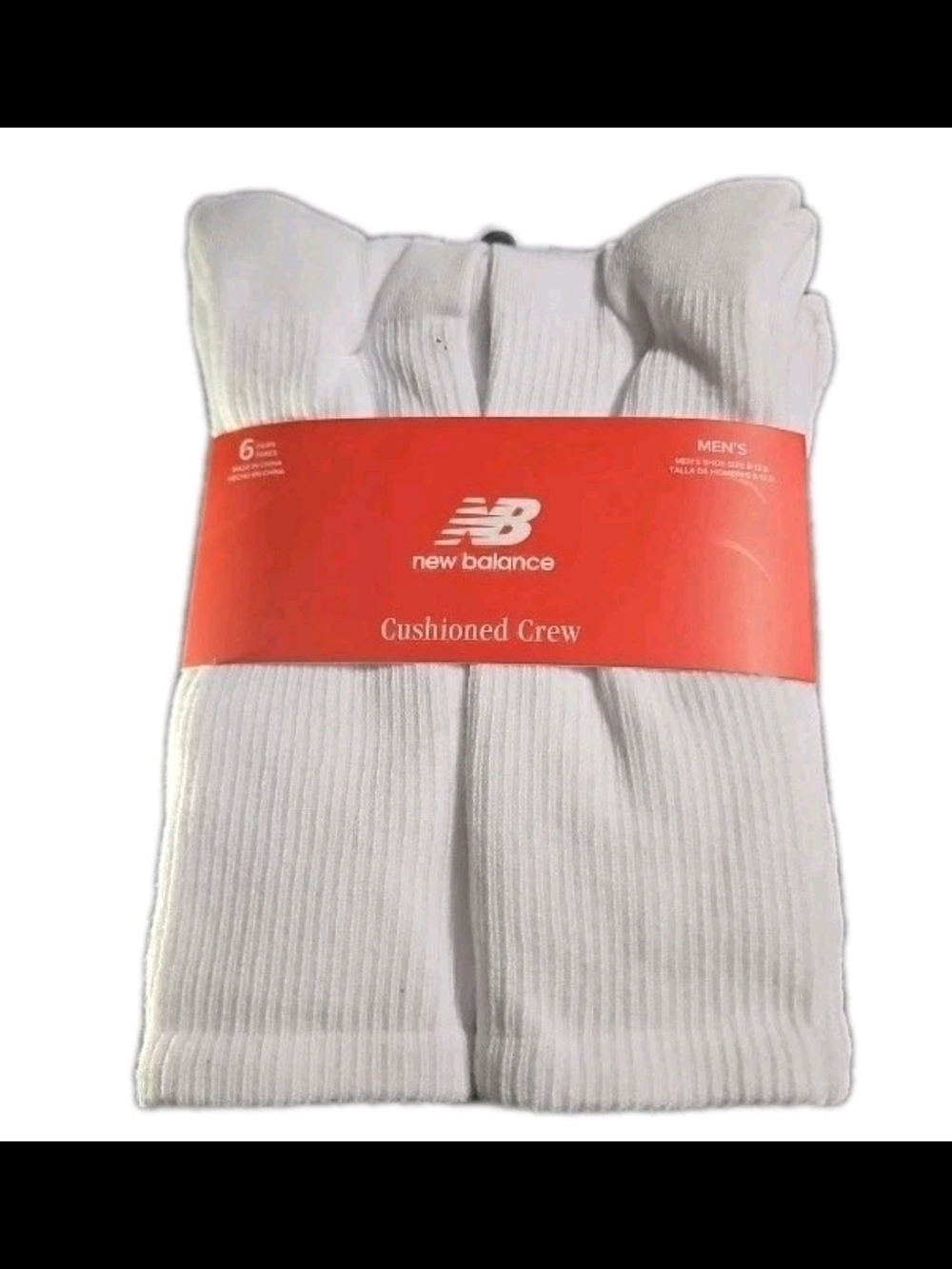 New Balance Men 6 Pairs Cushioned Training Socks Size 8-12.5